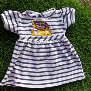 LSU LOUISIANA STATE UNIVERSITY TIGERS COLLEGE FOOTBALL BABY DRESS EMBROIDERED 6